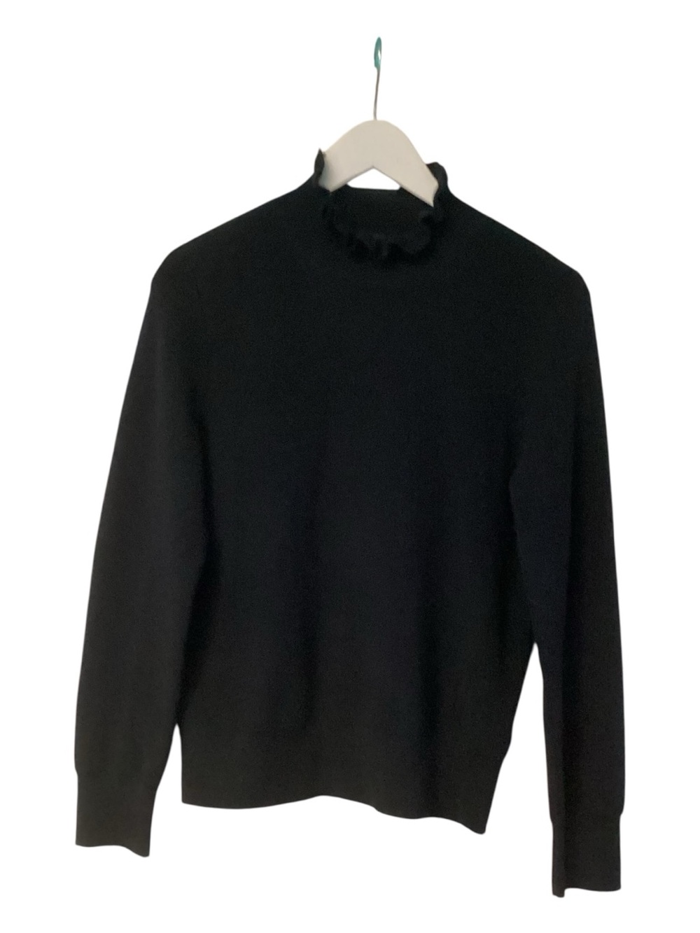 Ruffleneck merino wool-blend sweater